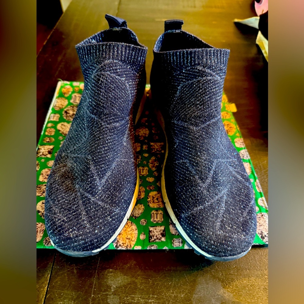 Navy blue Jimmy Choo star, sock style sneakers